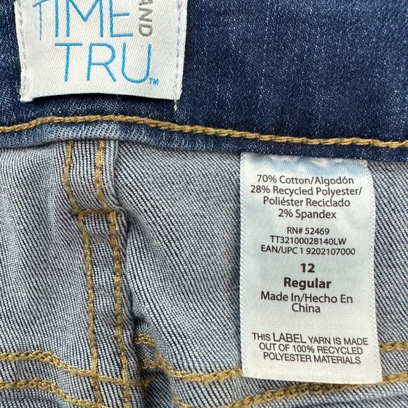 Time And Tru Straight Leg Women's size 12 Medium Wash Blue Denim Jeans - Picture 3 of 4